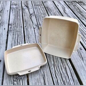 Vintage LITTONWARE Deep Shallow Dish Reversible Microwave Oven Safe Bakeware Lid